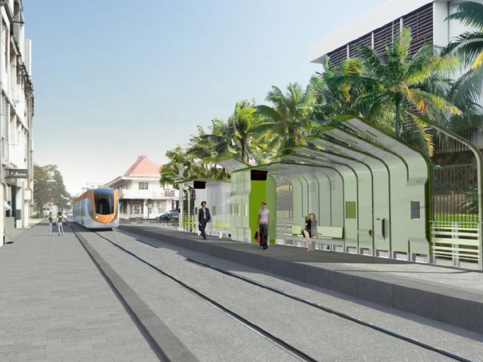 design espace urbain / station de tramway Iles de la Réunion /concours